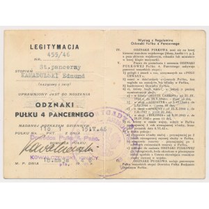 PSZnZ, Legitymacja do odznaki, 4 Pułka Pancerny Skorpion - dla Starszego Pancernego