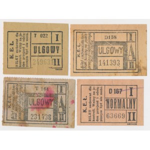 Łódź, Bilety K.E.Ł. - ulgowe i normalny - zestaw (4szt)