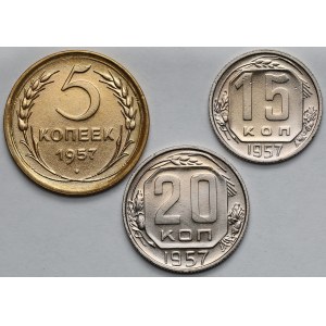 Rosja / ZSRR, 5-20 kopiejek 1957 - zestaw (3szt)