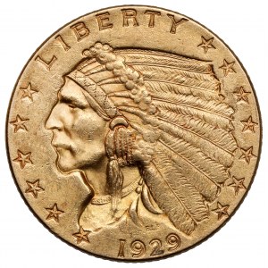 USA, 2-1/2 dolara 1929, Philadelphia - Głowa Indianina