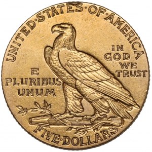 USA, 5 dolarów 1911, Philadelphia - Głowa Indianina