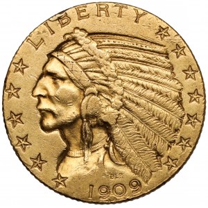 USA, 5 dolarów 1909, Philadelphia - Głowa Indianina