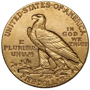 USA, 5 dolarów 1909, Philadelphia - Głowa Indianina