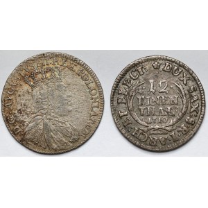 August II Mocny i August III Sas, 1/12 talara 1710 i Szóstak 1753 - zestaw (2szt)
