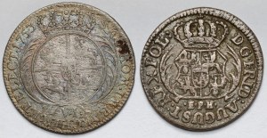 August II the Strong and August III Sas, 1/12 thaler 1710 and Sixpence 1753 - set (2pcs)