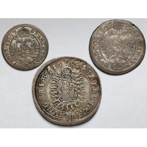 Śląsk i Czechy, 3-15 krajcarów 1680-1705 - zestaw (3szt)