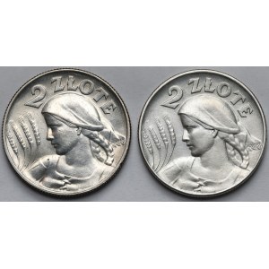 Kobieta i kłosy 2 złote 1925, Londyn i Filadelfia - zestaw (2szt)