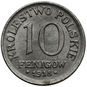 Królestwo Polskie, 10 fenigów 1918 - piękne