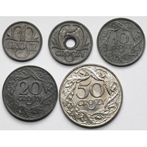 Generalna Gubernia, 1-50 groszy 1923-1939 - zestaw (5szt)