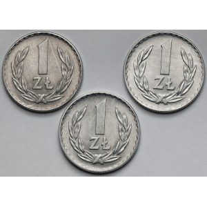 1 złoty 1971-1973 - zestaw (3szt)