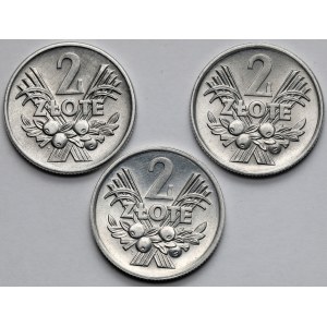 2 złote 1959-1972 - zestaw (3szt) - w tym rzadszy 1959