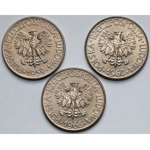10 złotych 1959-1966 Kościuszko - bardzo ładne - zestaw (3szt)