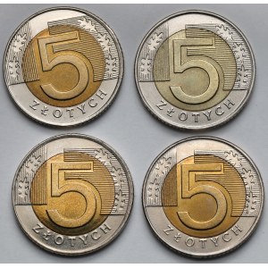 5 złotych 1994-1996 - piękne - zestaw (4szt)