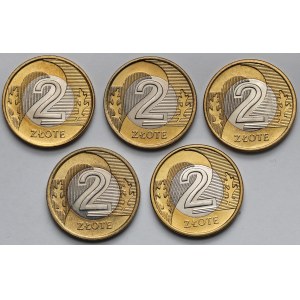 2 złote 1994-2010 - piękne - zestaw (5szt)