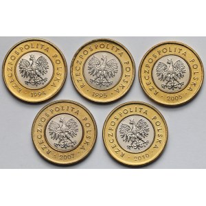 2 złote 1994-2010 - piękne - zestaw (5szt)
