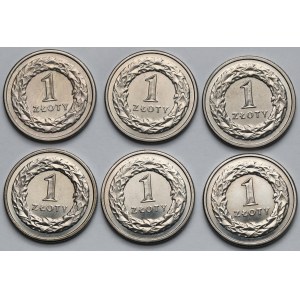 1 złoty 1991-2009 - zestaw (6szt)
