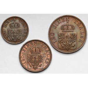 Prusy, Wilhelm I, 1-3 fenigi 1868-1873 - zestaw (3szt)