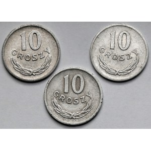 10 groszy 1962 - zestaw (3szt)