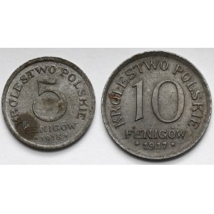 Królestwo Polskie, 5-10 fenigów 1917-1918 - zestaw (2szt)