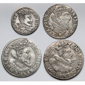 Zygmunt III Waza, Trojak, Szóstak i Orty 1595-1626 - w tym 1615 z kryzą - zestaw (4szt)