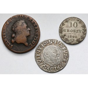 Prusy, Poniatowski i Zabory, 1-10 groszy 1542-1840 - zestaw (3szt)