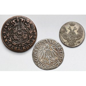 Prusy, Poniatowski i Zabory, 1-10 groszy 1542-1840 - zestaw (3szt)