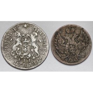 August III Sas, Trojak Gdańsk 1755 i 5 groszy 1840 - zestaw (2szt)