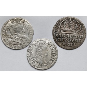 Zygmunt III Waza, Grosz Kraków 1605-1608 - zestaw (3szt)