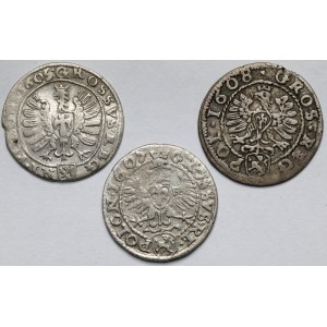 Zygmunt III Waza, Grosz Kraków 1605-1608 - zestaw (3szt)