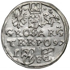 Zygmunt III Waza, Trojak Lublin 1597 - monogram w tarczy