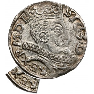 Zygmunt III Waza, Trojak Lublin 1597 - monogram - błąd RE•X