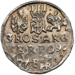 Zygmunt III Waza, Trojak Lublin 1597 - monogram - błąd RE•X