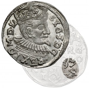 Zygmunt III Waza, Trojak Lublin 1597 - Ecke - data nad znakiem