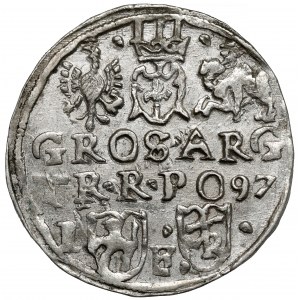 Zygmunt III Waza, Trojak Lublin 1597 - monogram w tarczy