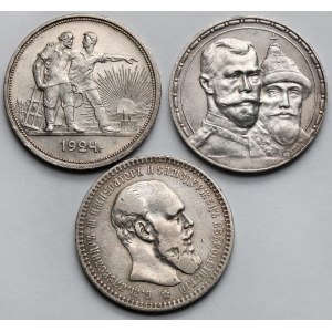 Rosja i ZSRR, Ruble 1892-1924 - zestaw (3szt)