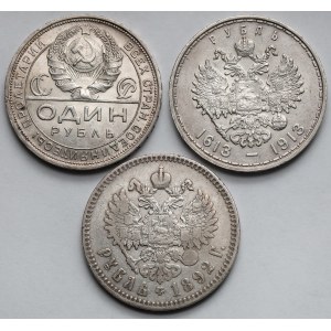 Rosja i ZSRR, Ruble 1892-1924 - zestaw (3szt)