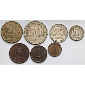 Estonia, 1-50 senti i 1 kroon 1931-1939 - zestaw (7szt)