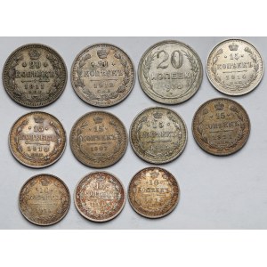 Rosja, 10-20 kopiejek 1907-1930 - zestaw (11szt)