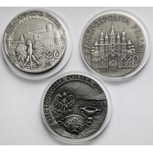 20 złotych 2001-2002 - w tym Szlak Bursztynowy - zestaw (3szt)