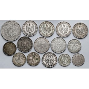 Austria i Niemcy, 1 korona 1893-1914 i 2-5 marek 1874-1939 - zestaw (13szt)