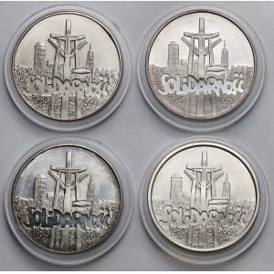 100.000 złotych 1990 Solidarność - odmiana A i B - zestaw (4szt)