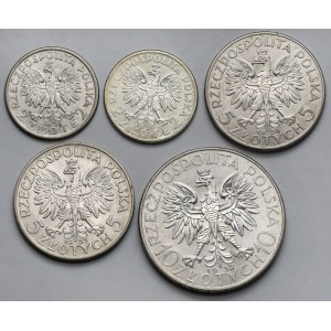 Głowa Kobiety 2-10 złotych 1932-1934 - zestaw (5szt)
