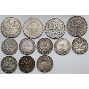 Rosja i ZSRR, 50 kopiejek - 1 rubel 1896-1924 - zestaw (12szt)