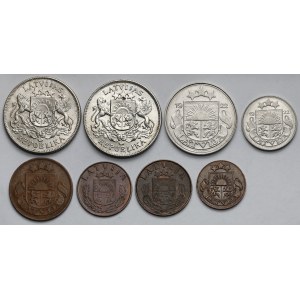 Łotwa, 1 santims - 2 lati 1922-1939 - zestaw (8szt)