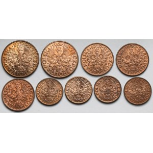 1-5 groszy 1937-1939 - piękne - zestaw (9szt)