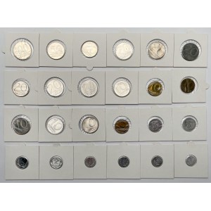 1-2 grosze i 1-100 złotych 1949-1990 - zestaw (24szt)