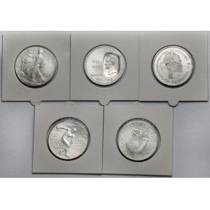 USA i Ameryka Płd, Monety srebrne 1970-1999 - zestaw (5szt)
