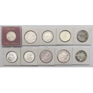 SREBRNE monety PRL, próba CuNi i 100.000 zł 1994 - zestaw (10szt)