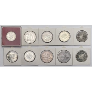 SREBRNE monety PRL, próba CuNi i 100.000 zł 1994 - zestaw (10szt)