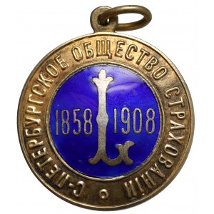 Rosja, Odznaka pamiątkowa na 50-lecie Towarzystwa Ubezpieczeniowego 1858-1908 - w ZŁOCIE